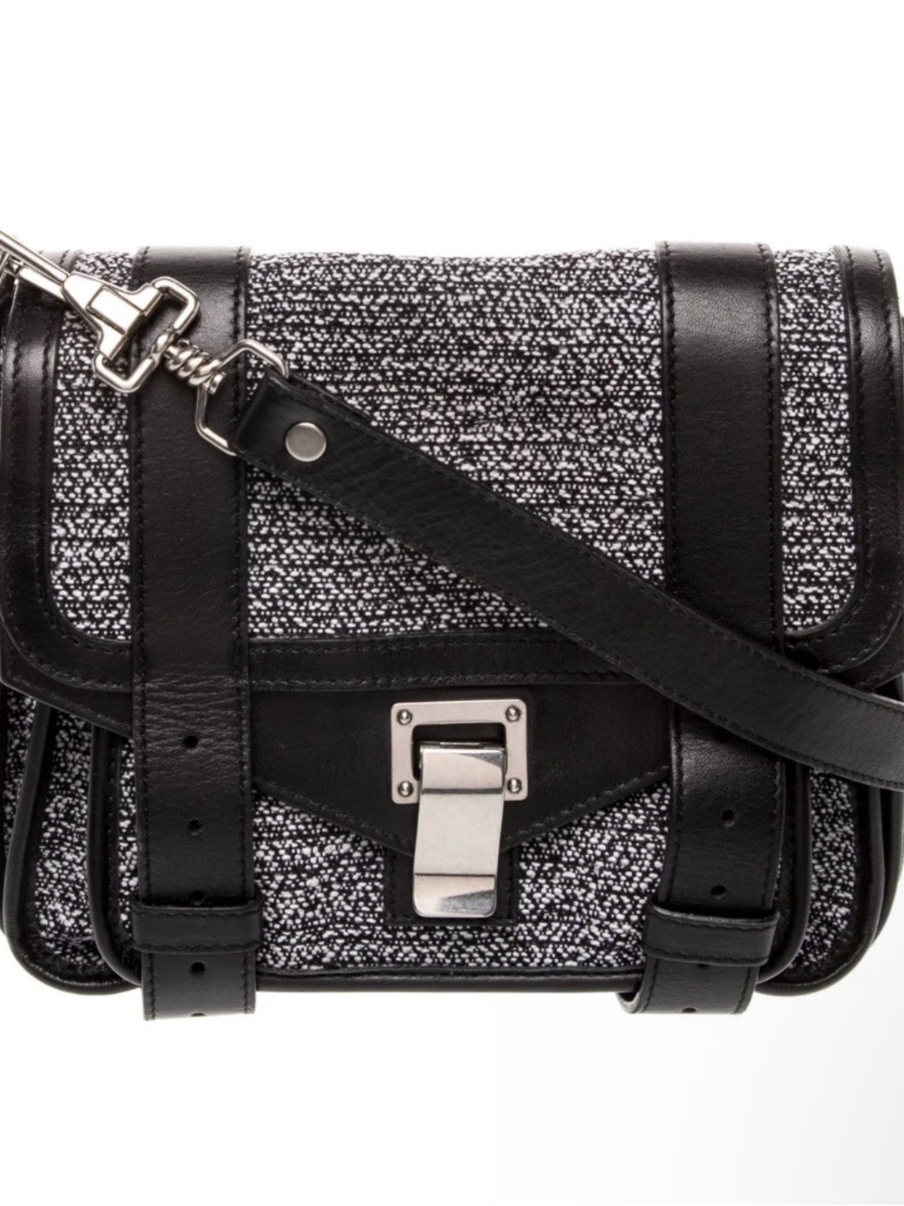 Proenza Schouler Black Tweed Crossbody Satchel Bag